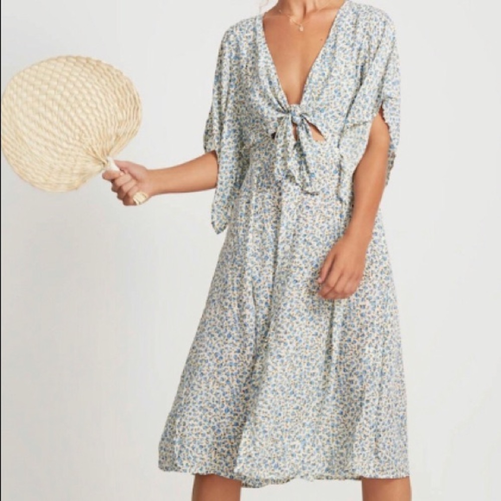 Faithfull The Brand Massimo Tie Front Midi Dress